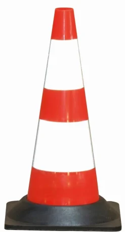 Sale Cône plastique 50cm pied caoutchouc Cônes