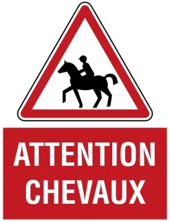 Outlet Panneau Attention chevaux Matériel D'Écurie