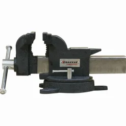 Étau en acier 200 mm avec enclume, serre-tubes et base pivotante 360° - Drakkar Tools Outils